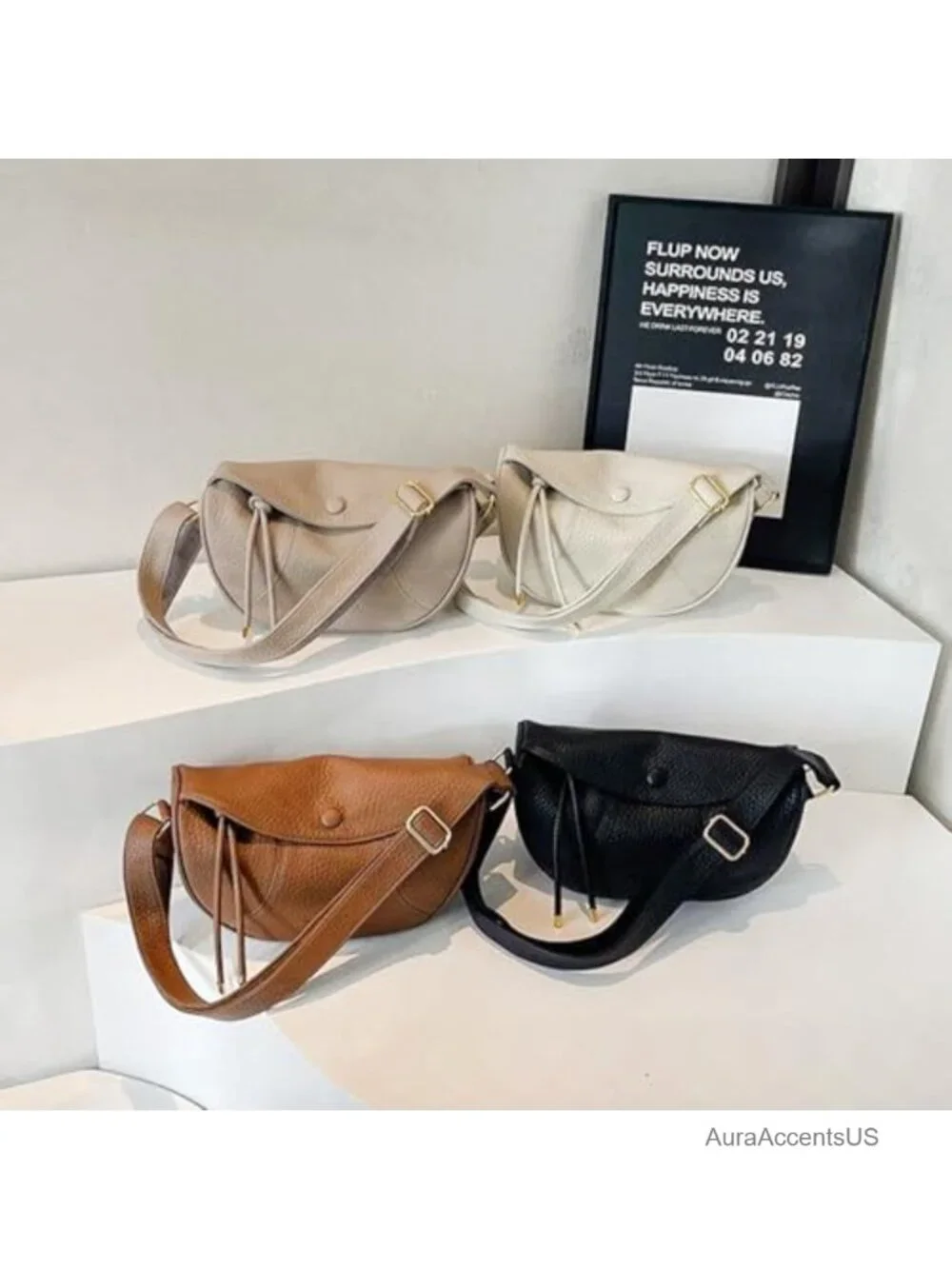 Faux Leather Slouchy Hobo Dumpling Shoulder Bag Crossbody Purse